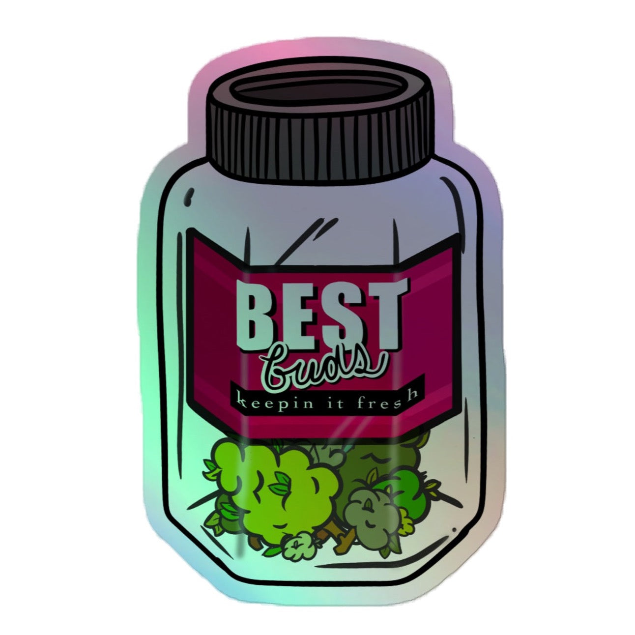BEST BUDS holographic sticker